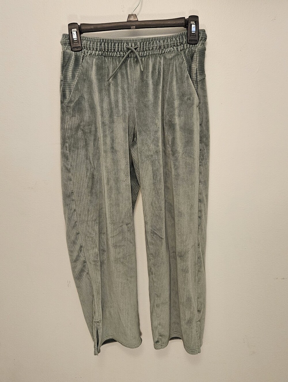 Girls Corduroy Drawstring Pants in Sage Green